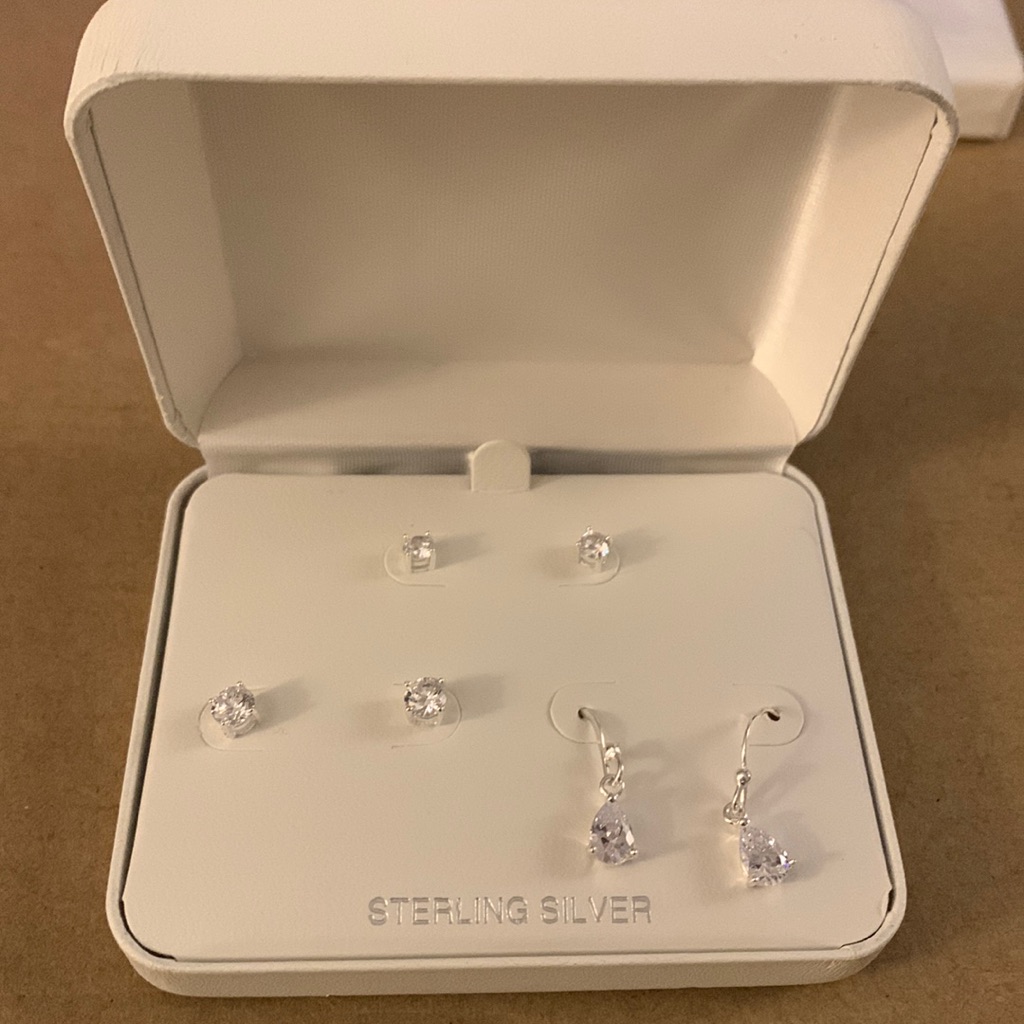 Sterling Silver Earrings 3 Set New